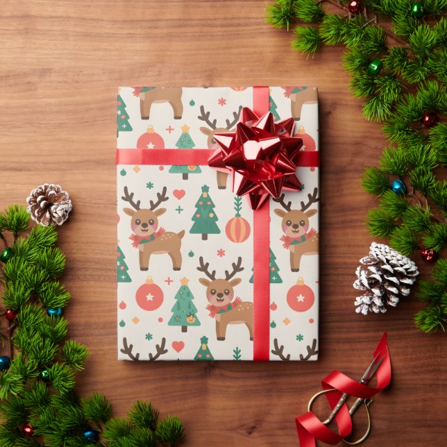Christmas reindeer wrapping paper (Holiday Gift)