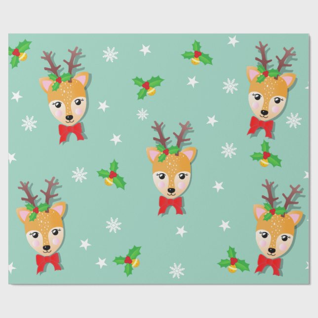 Christmas Reindeer Wrapping Paper (Flat)