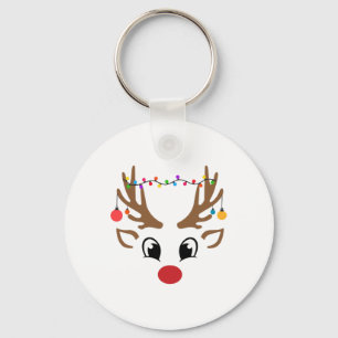 Christmas Reindeer Xmas Light Family Matching Men  Key Ring