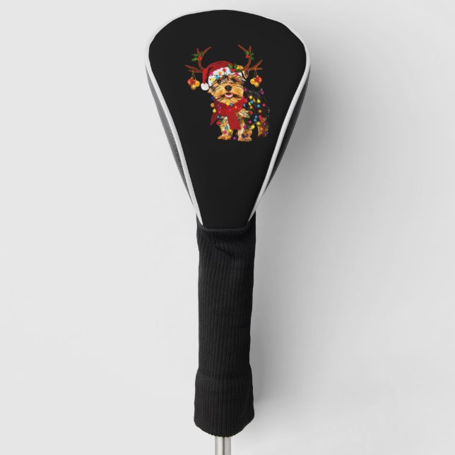 Christmas Reindeer Yorkie   Golf Head Cover (Front)