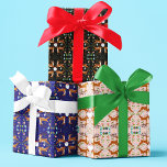 Christmas Reindeers Seamless Pattern Wrapping Paper Sheet<br><div class="desc">A lovely design of reindeers with Santa surrounded by cheerful holiday botanicals—like holly, mistletoe, and lanterns—set against a striking background of black, pink, and blue. Playful snowflakes and twinkling stars scatter across the pattern, adding a whimsical, wintry touch. This festive design brings joy to children and adults who adore the...</div>