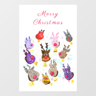Christmas Reindeers with Bells Window Cling