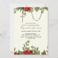 Christmas Religious Birthday Pointsettias Rosary 