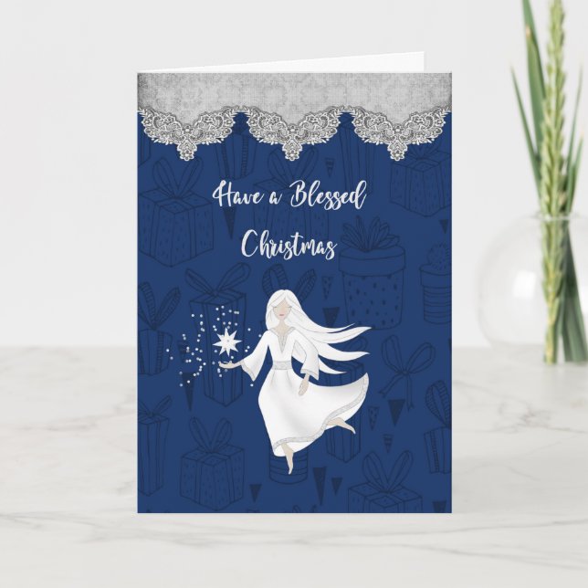 Christmas Religious Card with Angel (Front)