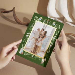 Christmas religious nativity, custom family photo foil holiday card