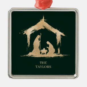 Christmas Religious Nativity Scene Family Photo Metal Tree Decoration