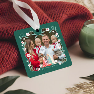 Christmas Religious Nativity Scene Photo Keepsake Metal Tree Decoration