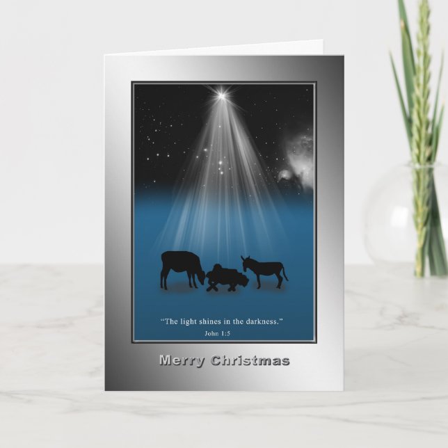 Christmas, Religious, Nativity, Stars, Card (Front)