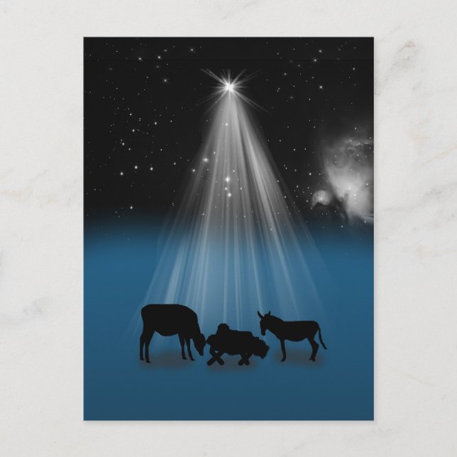 Christmas, Religious, Nativity, Stars, Postcard (Front)