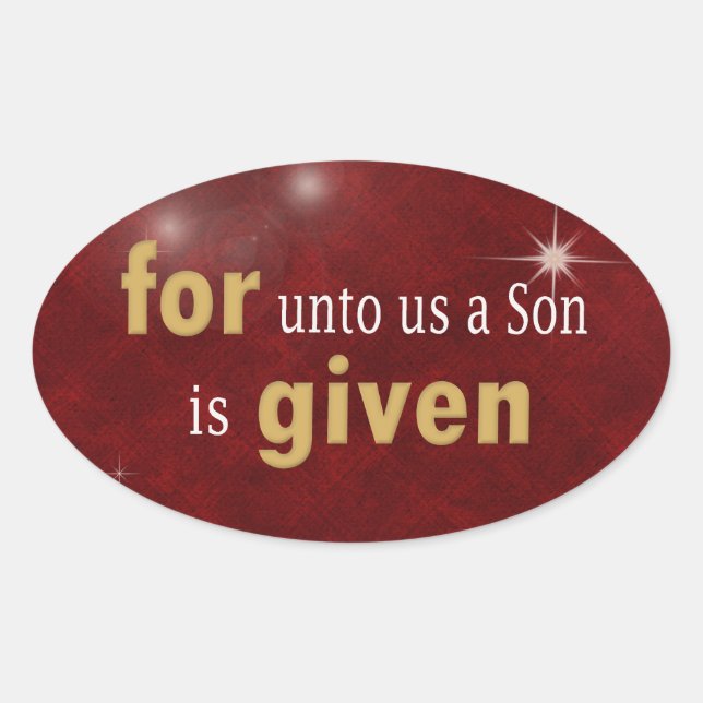 Christmas Religious Text on Red  Oval Sticker (Front)