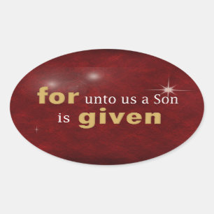 Christmas Religious Text on Red  Oval Sticker