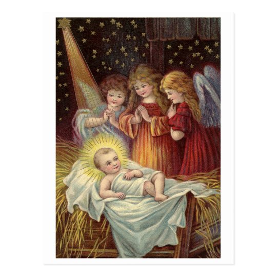 Christmas, religious, vintage holiday greeting postcard | Zazzle.co.uk