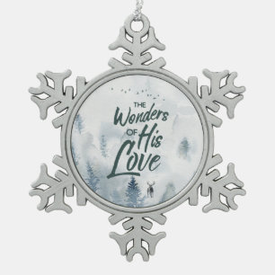 Christmas Religious Wonders of His Love Blessings Snowflake Pewter Christmas Ornament