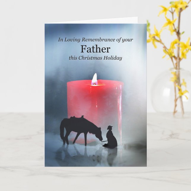 Christmas Remembrance of Father with Cowboy Horse Card (Yellow Flower)