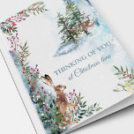 Christmas Remembrance Woodlands Sympathy Holiday Card<br><div class="desc">Sending this card with the heartfelt message "Thinking Of You At Christmas Time" amidst a beautiful watercolor winter Christmas scene acknowledges the profound difficulty of navigating the holiday season without a cherished loved one. Our heartfelt remembrance card, adorned with this comforting sentiment and embellished with a serene winter landscape, offers...</div>