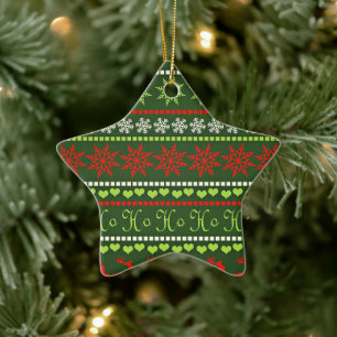 Christmas Repeating Pattern Ceramic Tree Decoration