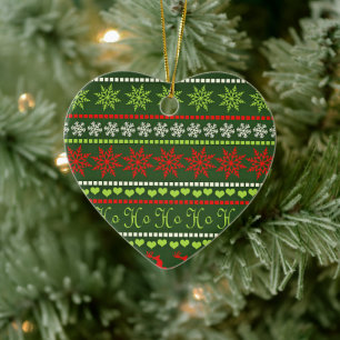 Christmas Repeating Pattern Ceramic Tree Decoration