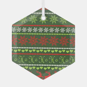Christmas Repeating Pattern Glass Tree Decoration