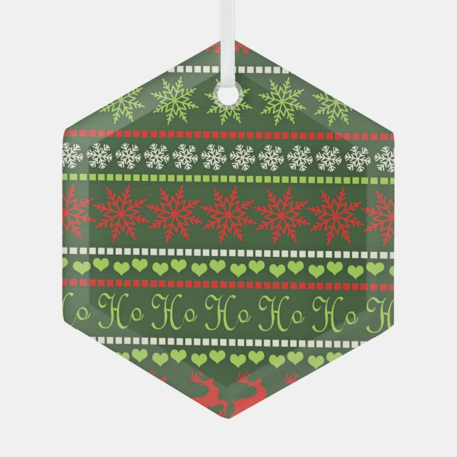 Christmas Repeating Pattern Glass Tree Decoration (Front)