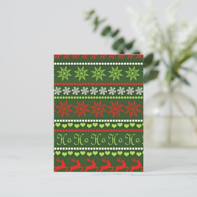 Christmas Repeating Pattern Postcard (Standing Front)