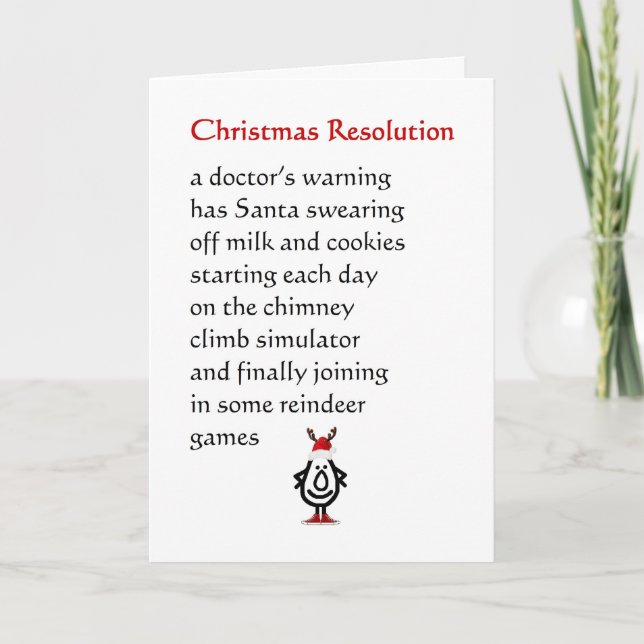 Christmas Resolution - a funny Christmas Poem Holiday Card (Front)