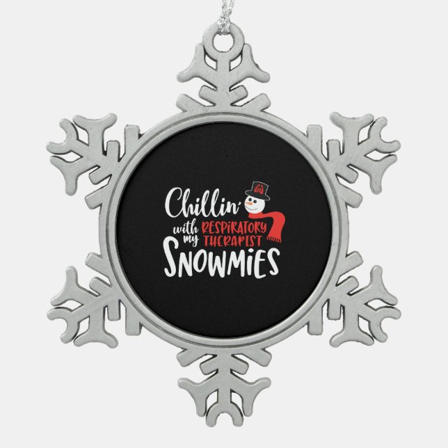 Christmas Respiratory therapist, therapy Snowflake Pewter Christmas Ornament (Front)