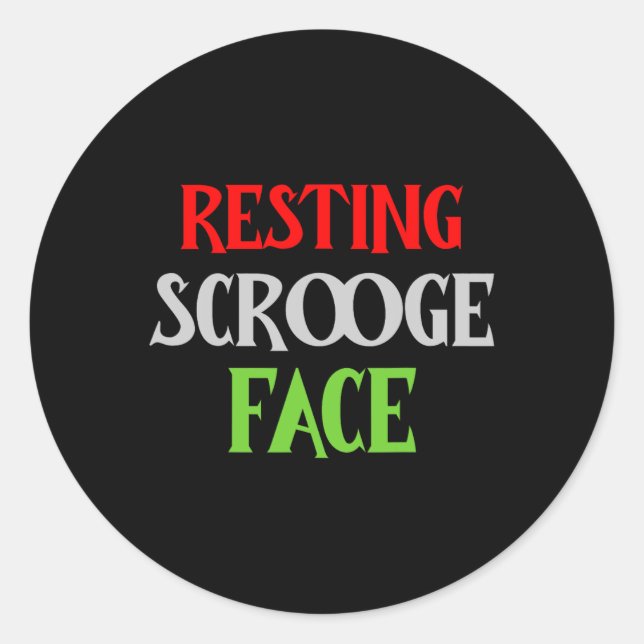 Christmas Resting Scrooge Face Funny Men Women Fam Classic Round Sticker (Front)
