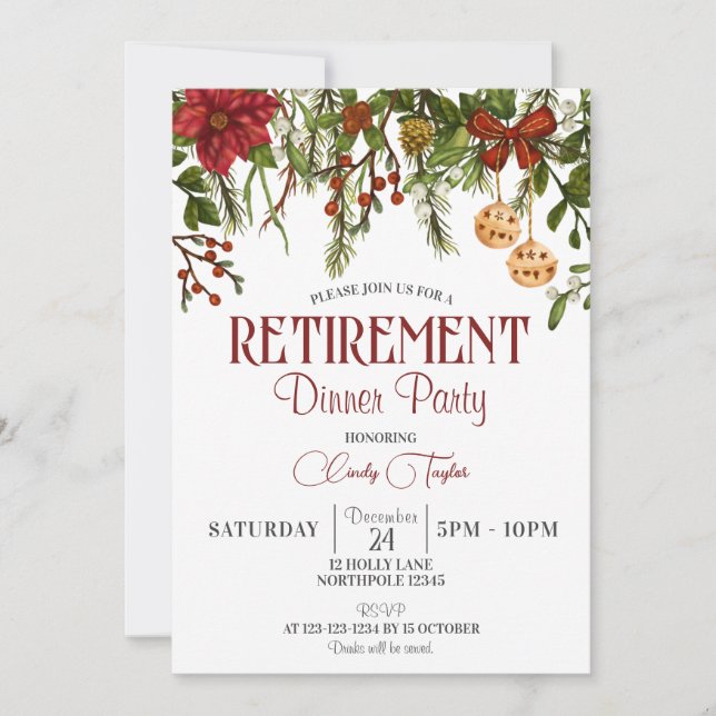 Christmas Retirement Party, Company Retiring Invitation (Front)