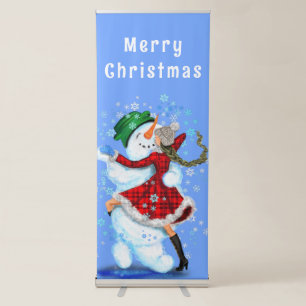 Christmas Retractable Banner Snowman Girl Dancers