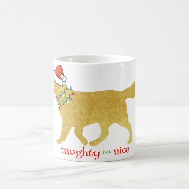 Christmas Retriever Naughty but Nice Holiday Coffee Mug (Center)