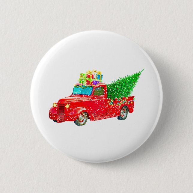 Christmas Retro Car Holiday 6 Cm Round Badge (Front)