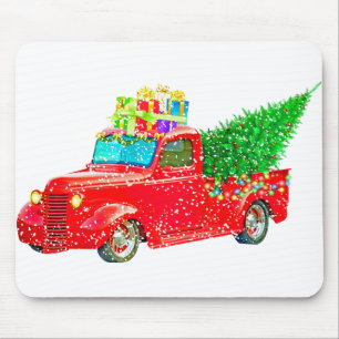 Christmas Retro Car Holiday Mouse Mat