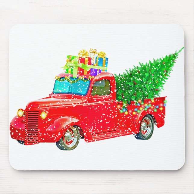 Christmas Retro Car Holiday Mouse Mat (Front)