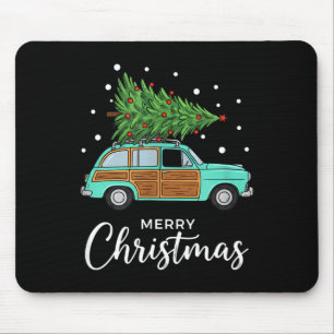 Christmas Retro Car With Christmas Tree - Merry Me Mouse Mat