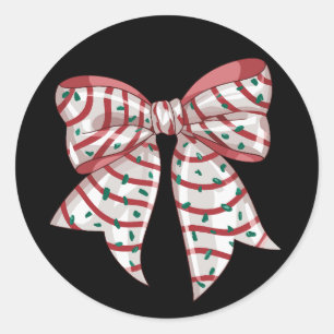 Christmas Retro Coquette Bow Xmas Candy Tree  Classic Round Sticker