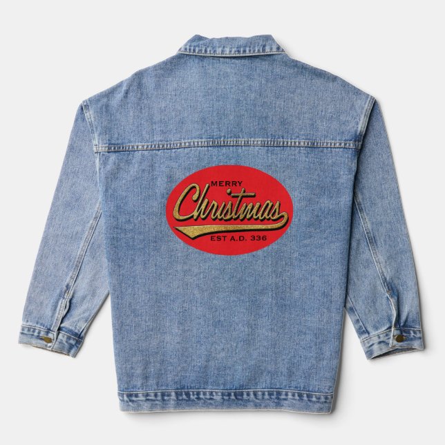 Christmas Retro  Denim Jacket (Back)