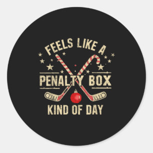 Christmas Retro Feels Like A Penalty Box Kind Of D Classic Round Sticker