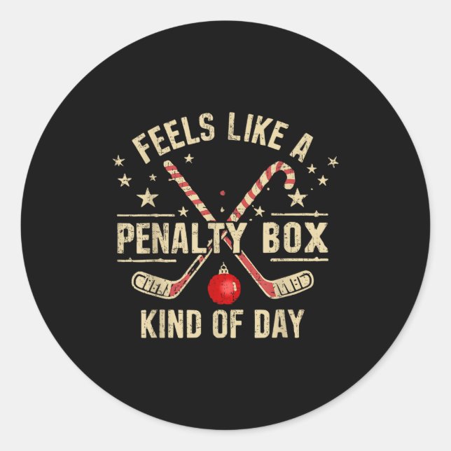Christmas Retro Feels Like A Penalty Box Kind Of D Classic Round Sticker (Front)