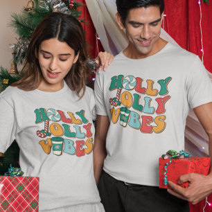  Christmas Retro Holly Jolly Vibes  T-Shirt