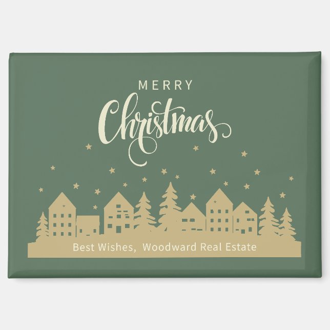 Christmas Retro Houses | Real Estate Personalised  Magnet (Front)