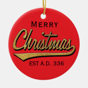 Christmas"Retro Merry Christmas"/Circle Ornament