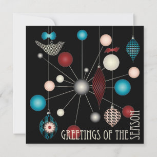 Christmas Retro Ornaments Holiday Card