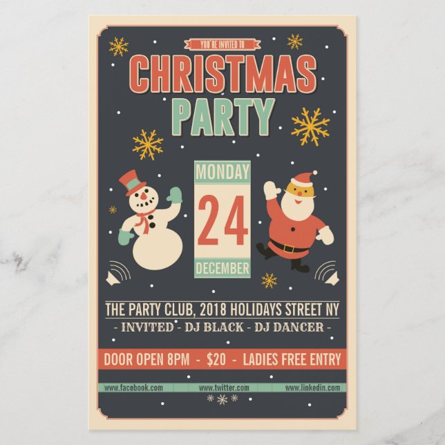 Christmas Retro Party Flyer (Front)
