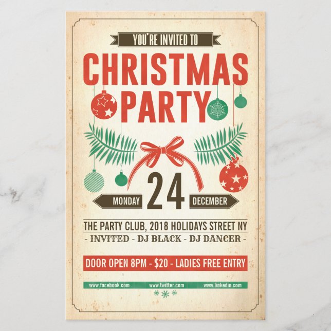 Christmas Retro Party Flyer (Front)