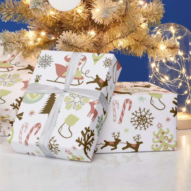 Christmas retro pattern Festive party wrap Wrapping Paper (Holidays)