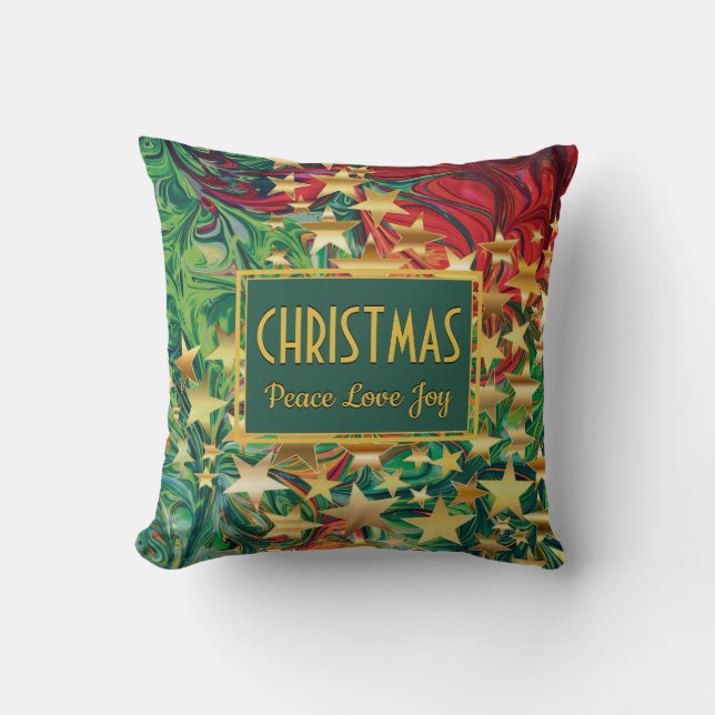 CHRISTMAS Retro Peace Love Joy Holiday Cushion (Front)