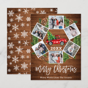 Christmas Retro Red Farm Truck 6 Photo Card