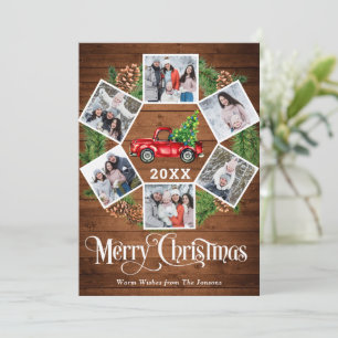 Christmas Retro Red Farm Truck Greeting 6 PHOTO  Holiday Card
