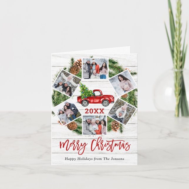 Christmas Retro Red Farm Truck Holiday PHOTO Card (Front)