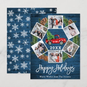 Christmas Retro Red Farm Truck Holiday Photo Card